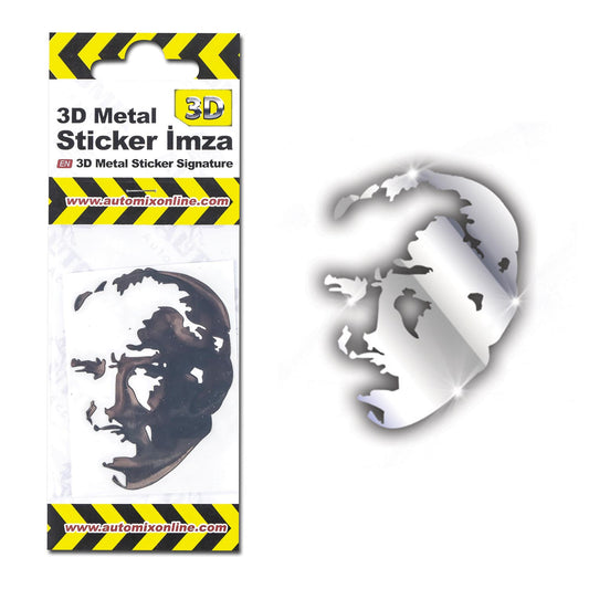 3D Metal Atatürk Silüet Sticker